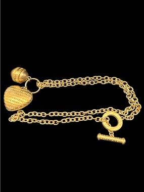 Givenchy Vintage Gold Plated Heart Charm Necklace